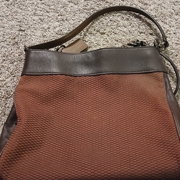 👜 Coach Legacy Lexy Leather Hobo Bag – Brown Woven Fabric & Leather - Picture 9 of 10